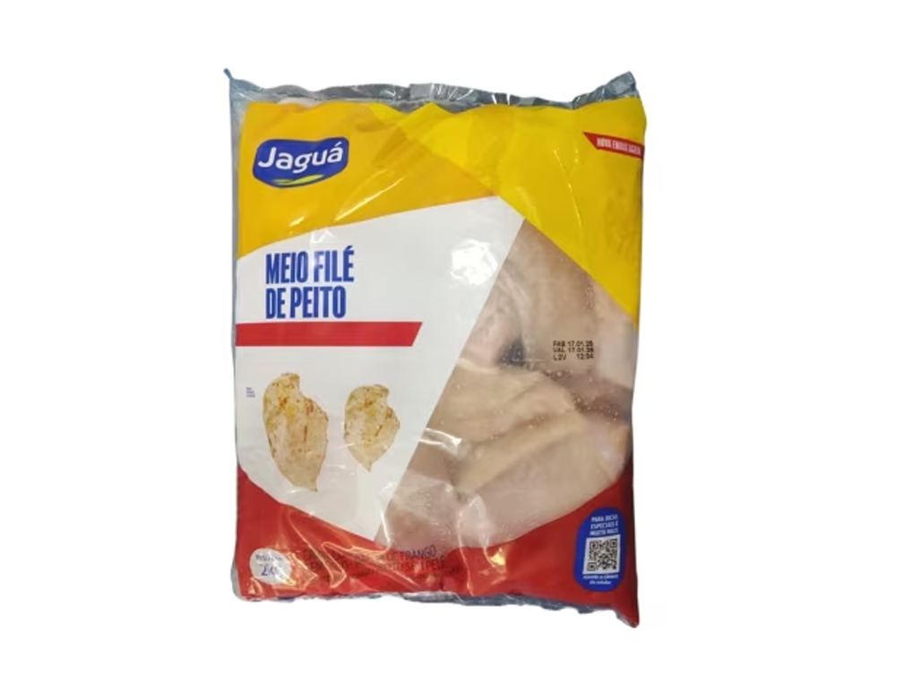FILÉ DE MEIO PEITO DE FRANGO CONGELADO SEM OSSO SEM PELE SEM SASSAMI JAGUÁ 2 KG (CX 10 PCT)